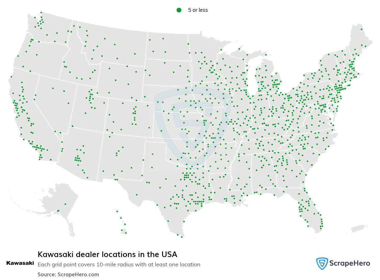 List of Kawasaki Dealership locations in the USA ScrapeHero Data Store