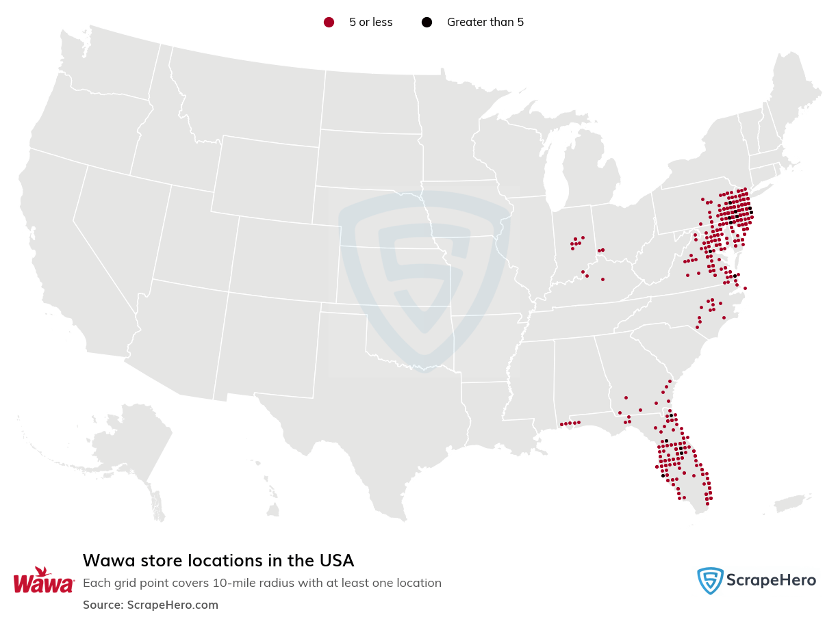 List of all Wawa store locations in the USA ScrapeHero Data Store