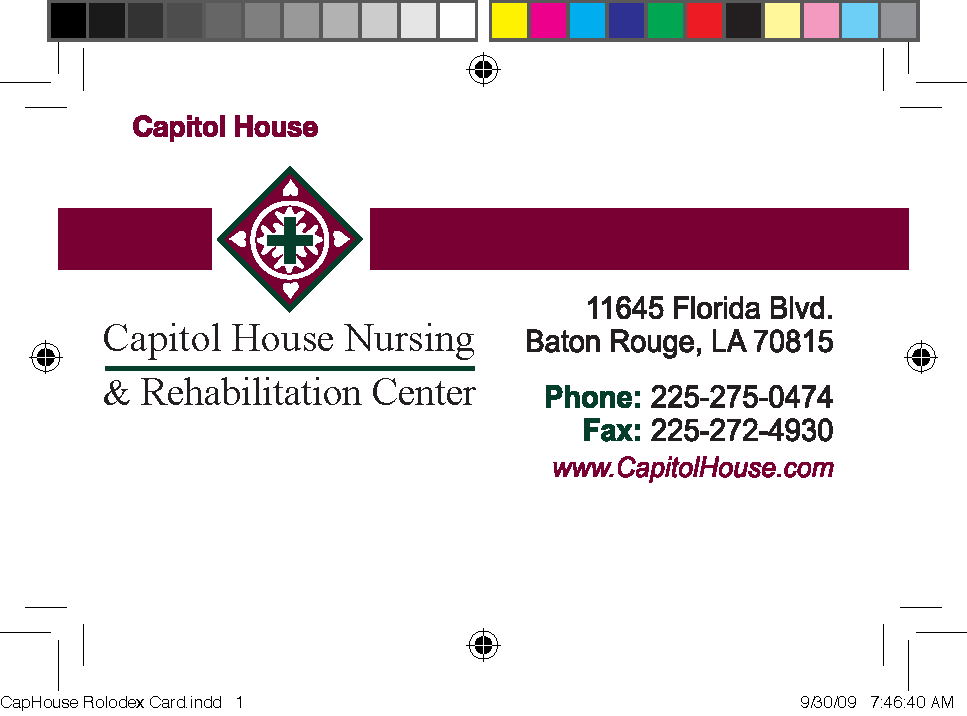 Capitol House Rolodex Cards Baton Rouge S & S Printing