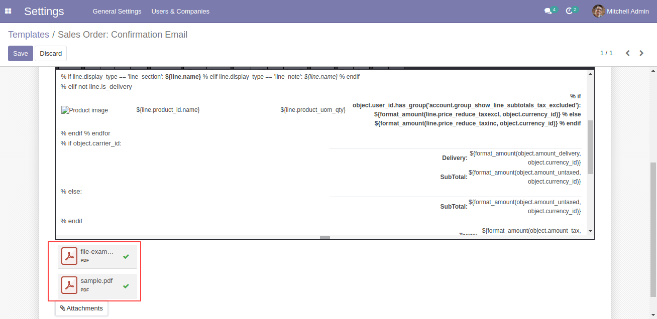 Email Template With Attachments Odoo