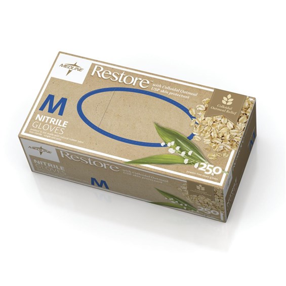 Restore Nitrile Oatmeal Exam Gloves Stericycle