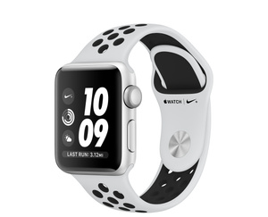 Refurbished Apple Watch Series 3 Gps, 38Mm Silver Aluminium Case With Pure Platinum/Black Nike Sport Band - Apple (Uk)