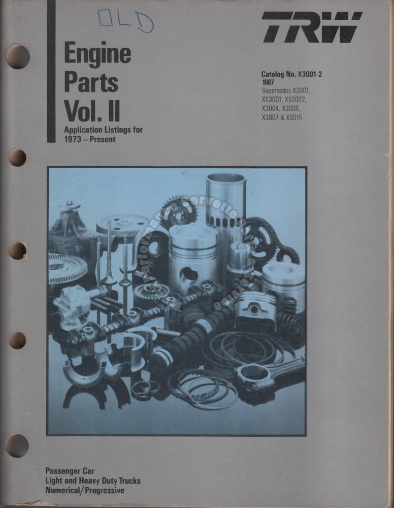 19731987 TRW Engine Parts Catalog Vol. 2 No. X30012 Tracy