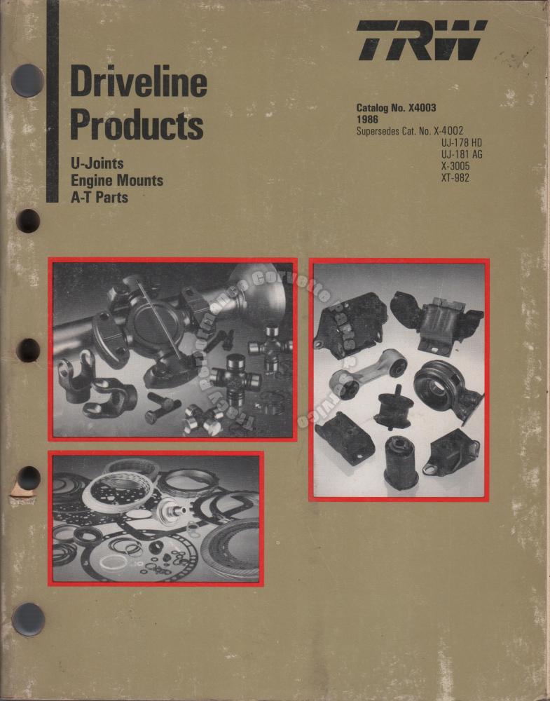 1986 TRW Driveline Products UJoints Engine Mounts and AT Parts