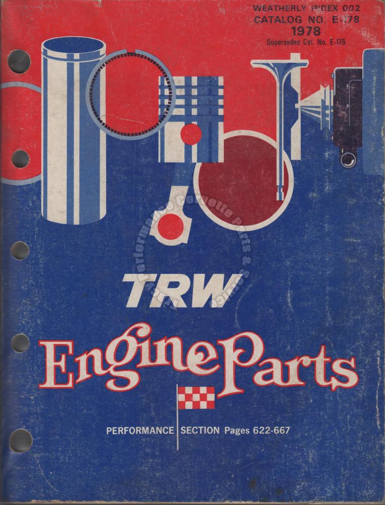 1978 TRW Engine Parts Catalog No. E178 Tracy Performance Corvette