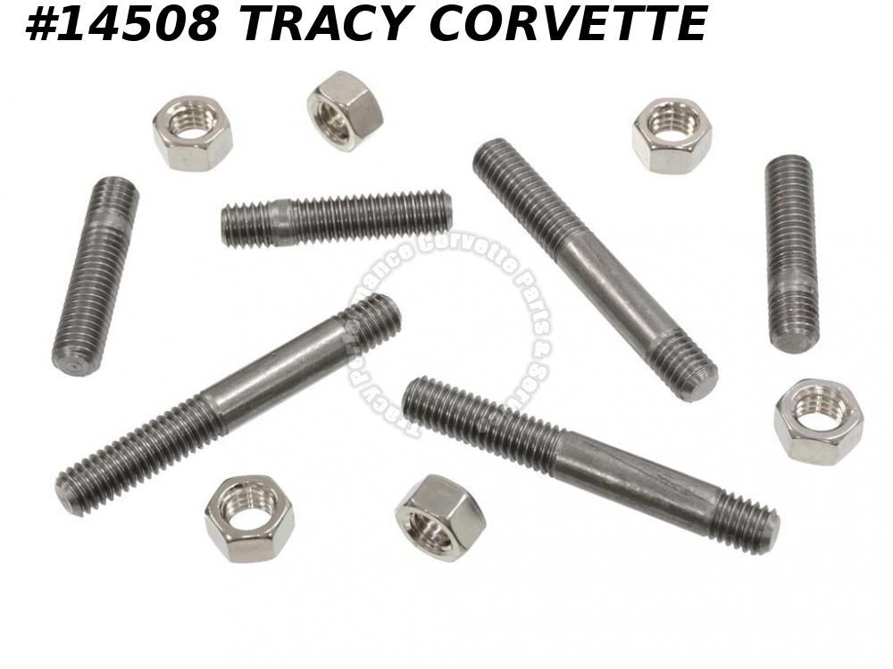 19571958 Corvette Exhaust Manifold Studs With Nuts (12 Pieces) Tracy Performance Corvette