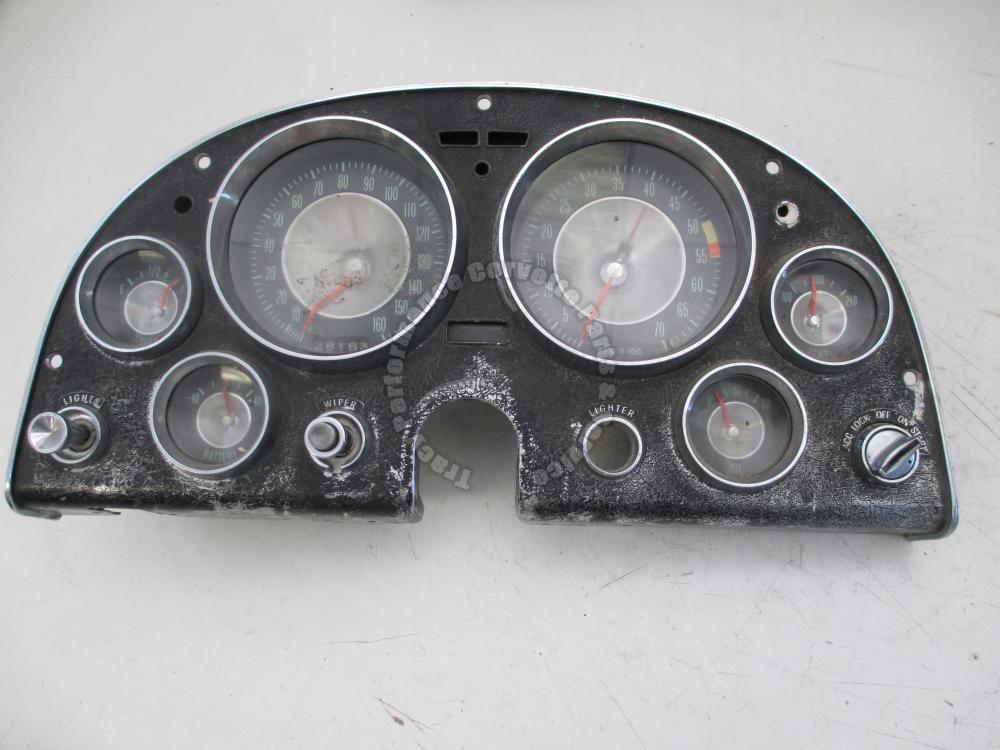 1963 Corvette Orig Instrument Cluster 6 Gauges Bezels Knobs Switches