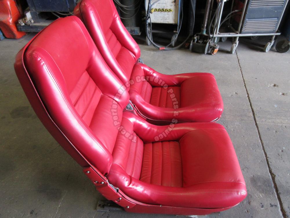 19791982 Corvette Used Original Red Seats w/Tracks/Pair 79 80 81 82 w/N Inserts Tracy