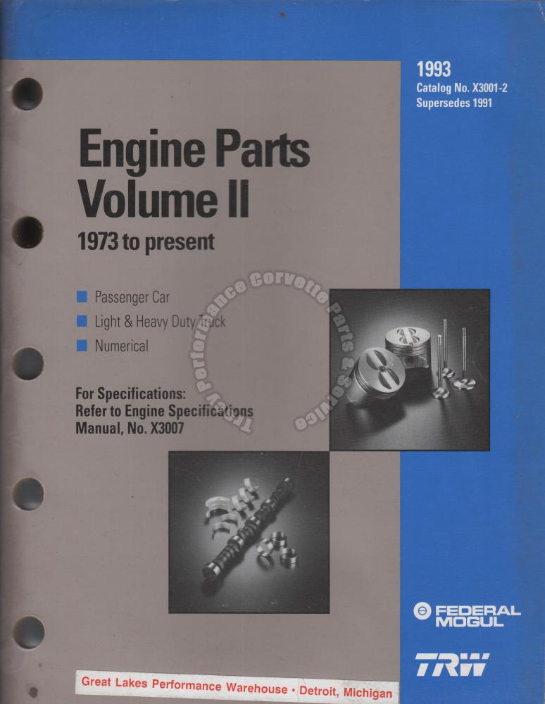 19731993 TRW Engine Parts Catalog Vol. 2 No. X30012 Tracy