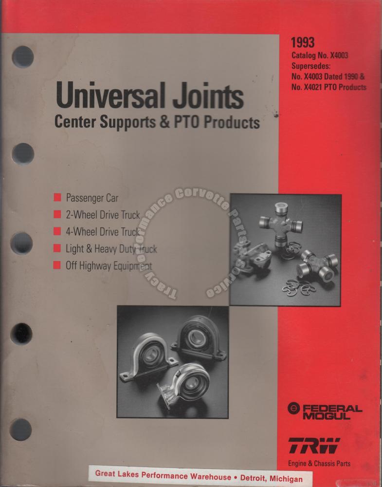 1993 TRW Universal Joints Center Supports and PTO Products Catalog No