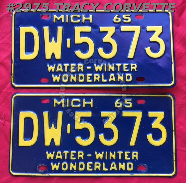 1965 Pair Used Original Michigan License Plates DW5373 WaterWinter
