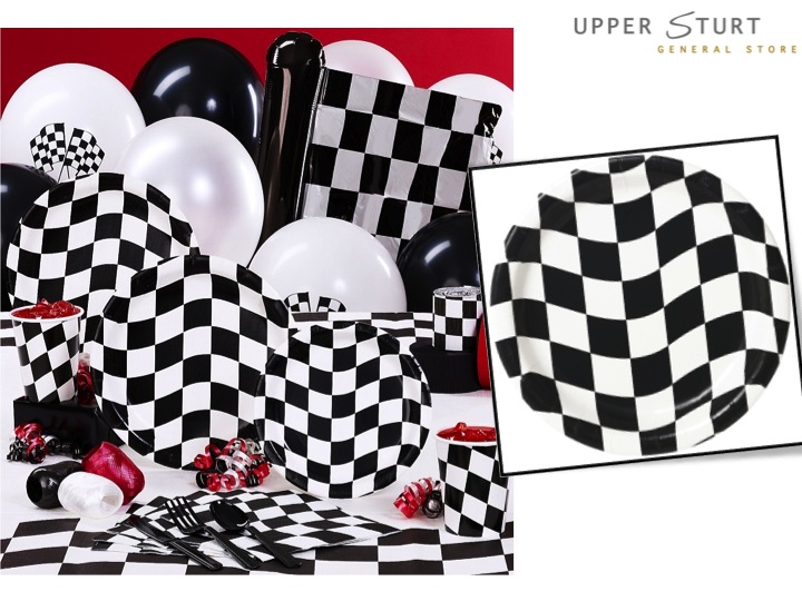 Black and White Check Dinner Plates 8 Pack Upper Sturt General Store