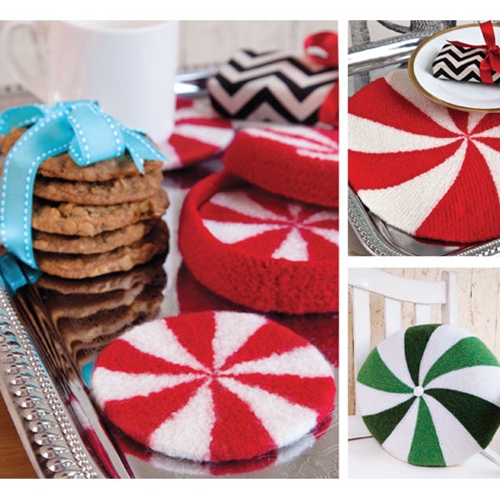 PEPPERMINT COASTERS, PLACEMATS & PILLOW Vogue Knitting