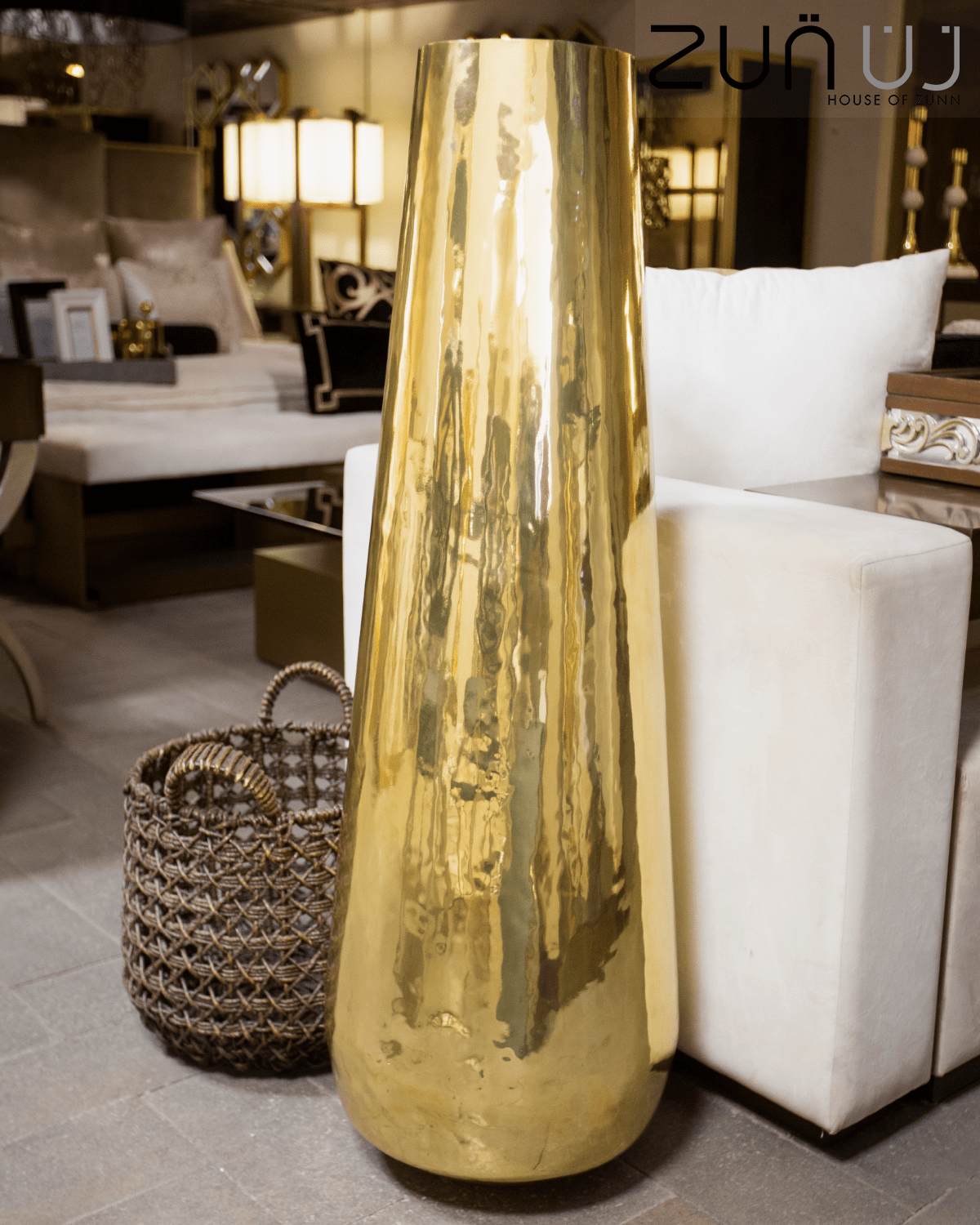 Grand Brass Floor Vase HOUSE OF ZUNN