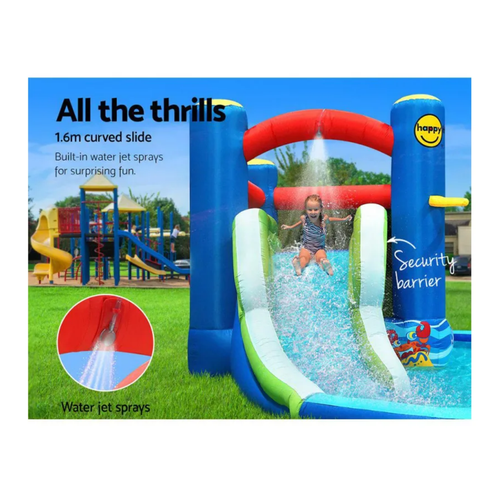 Happy Hop Inflatable Water Slide Jumping Bouncer Castle Splash Toys
