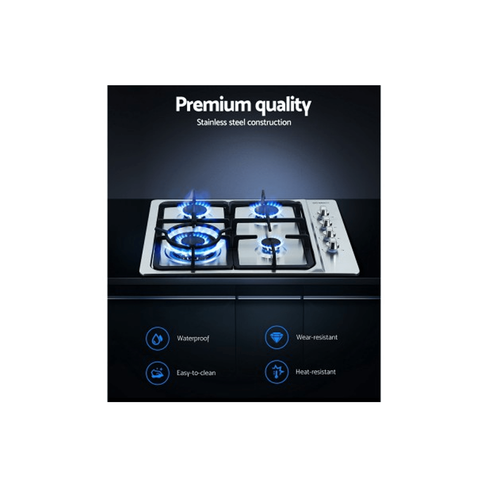 Gas Cooktop 60cm Kitchen Stove 600mm 4 Burner Cook Top NG LPG Stainless