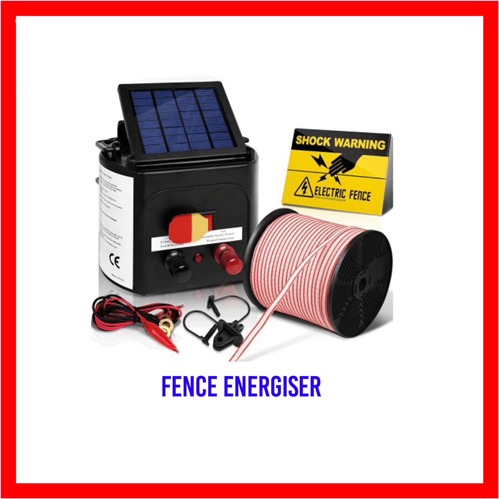 Solar Power Electric Fence Charger Kit Farm Fencing Tape 25pcs