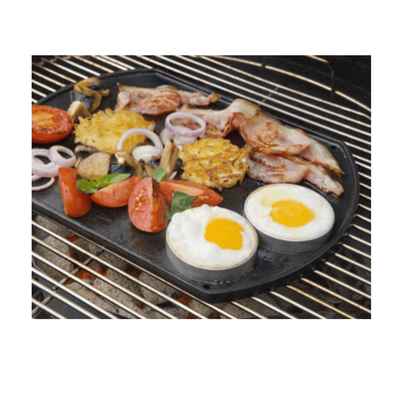 Weber 93395 Q Breakfast Plate Porcelain Coated Cast Iron Plate Cooking