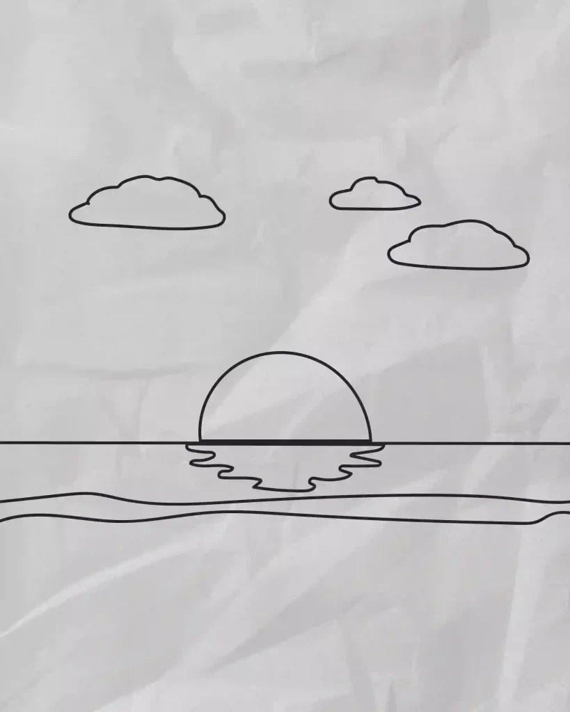 How To Draw A Sunset Step By Step With Pencil