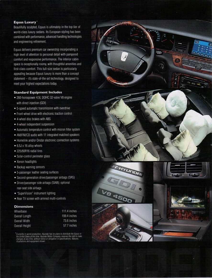 2000 Hyundai Equus brochure