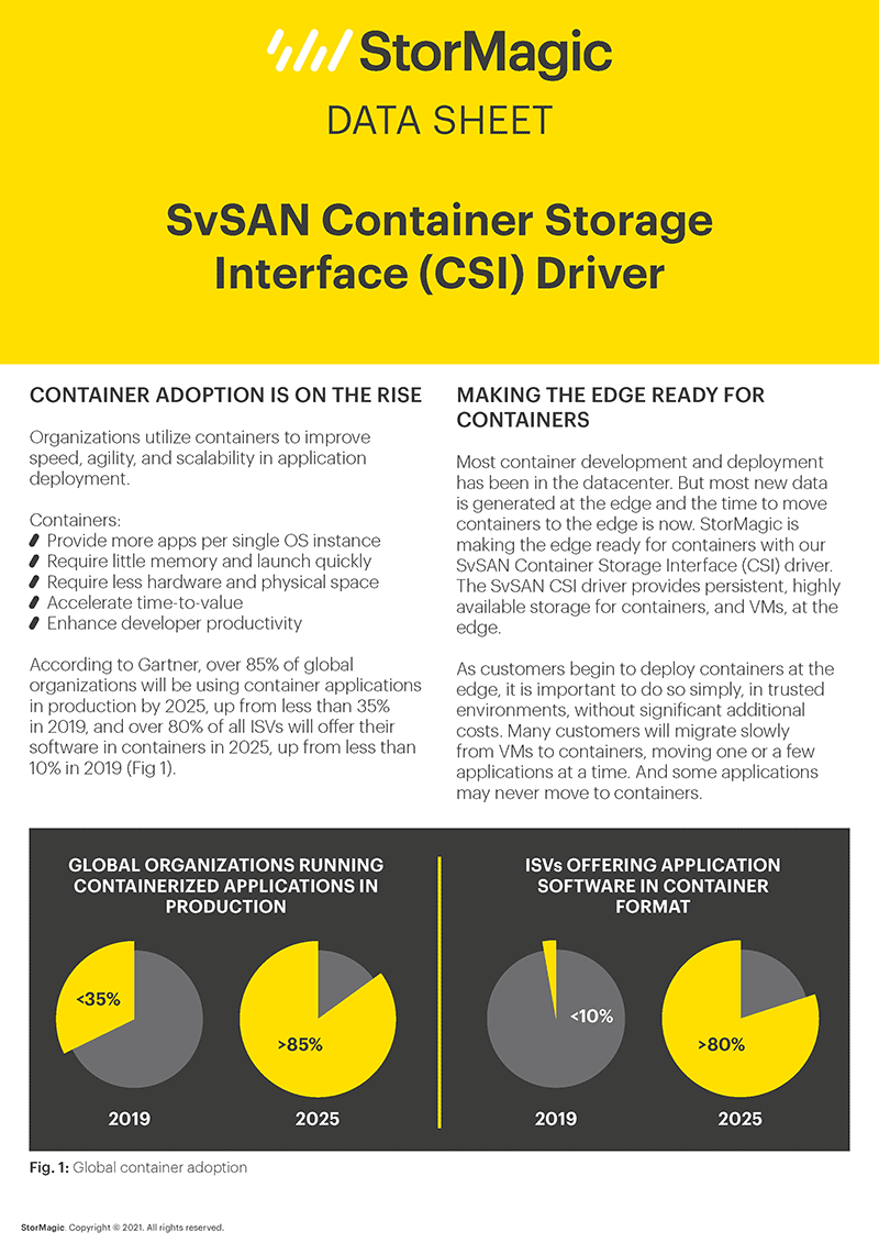 SvSAN Container Storage Interface (CSI) Driver Data Sheet StorMagic
