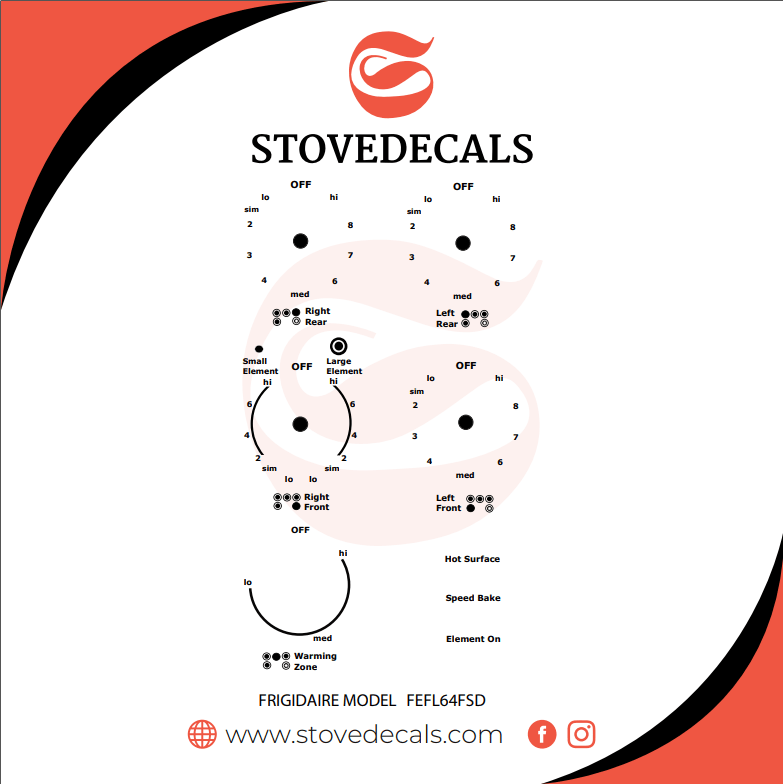 FEFL64FSD Frigidaire Stove Stove Decals Stove Decals