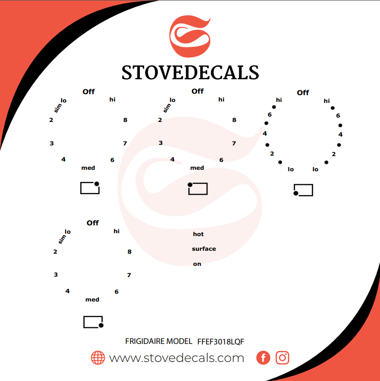 FFEF3018LQF Frigidaire Stove Stove Decals Stove Decals