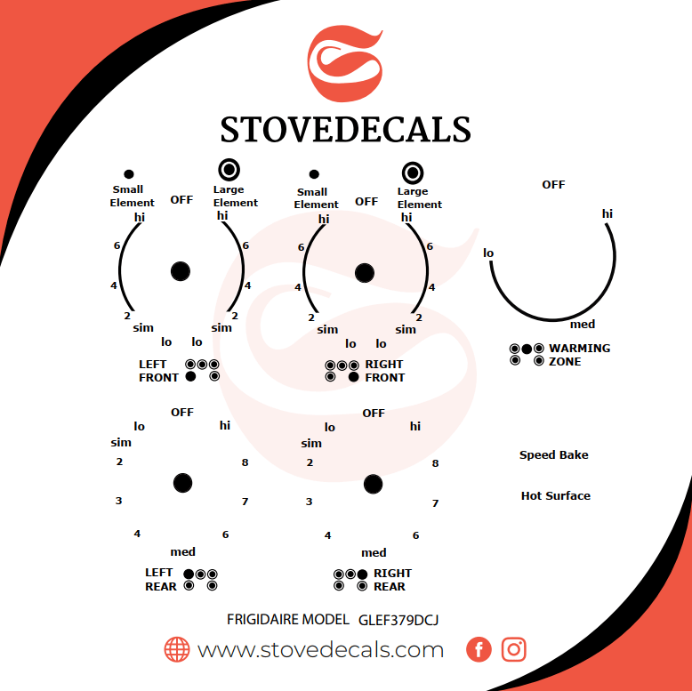 GLEF379DCJ Frigidaire Stove Stove Decals Stove Decals