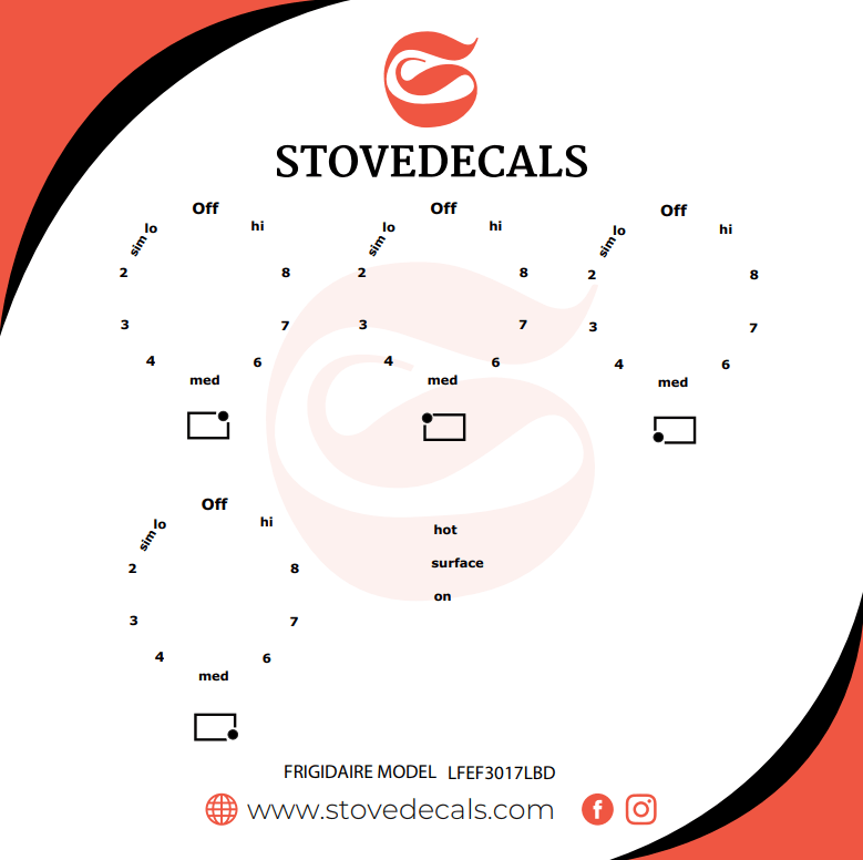 LFEF3017LBD Frigidaire Stove Stove Decals Stove Decals