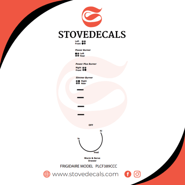 PLCF389CCC Frigidaire Stove Stove Decals Stove Decals