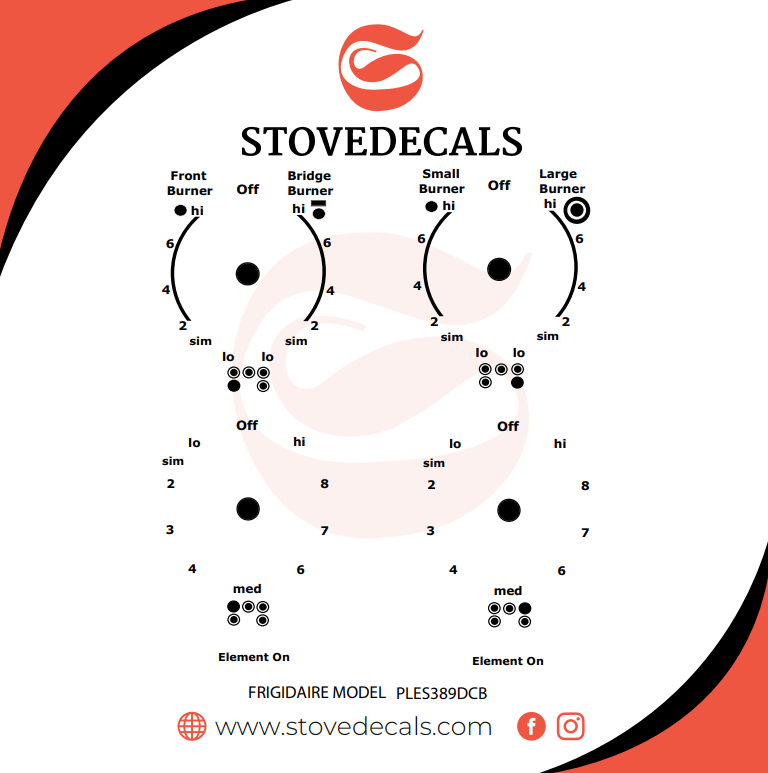PLES389DCD Frigidaire Stove Stove Decals Stove Decals