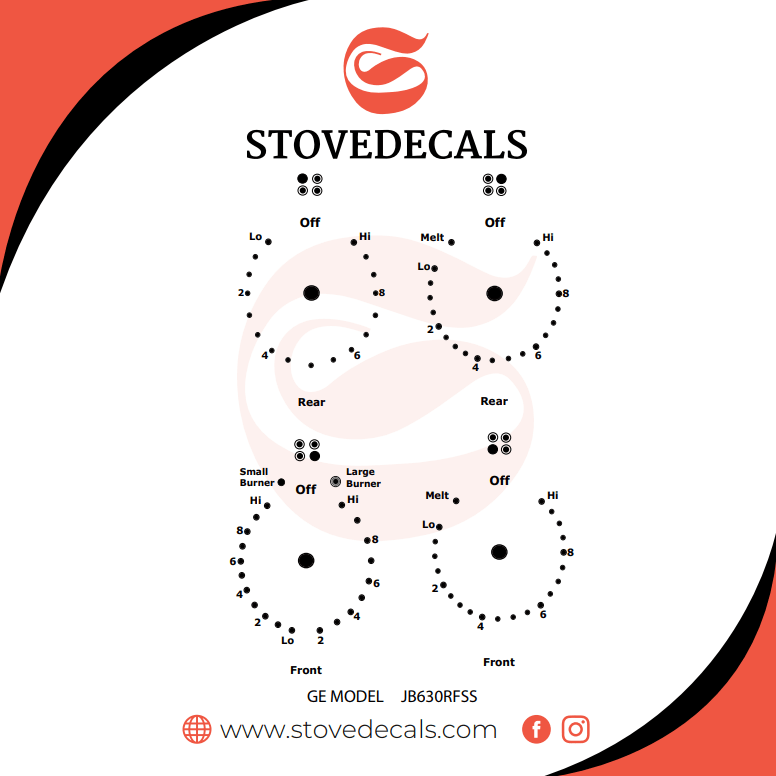 JB630RFSS GE Stove Stove Decals Stove Decals