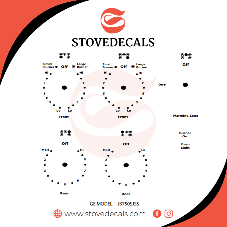 JB750SJSS GE Stove Stove Decals Stove Decals