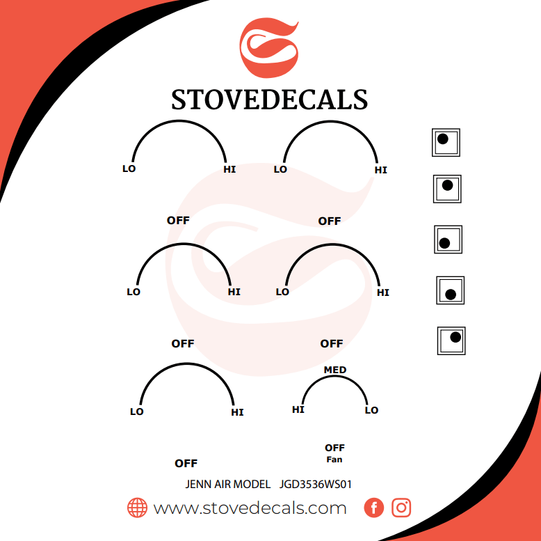 JGD3536WS01 JennAir Stove Stove Decals Stove Decals