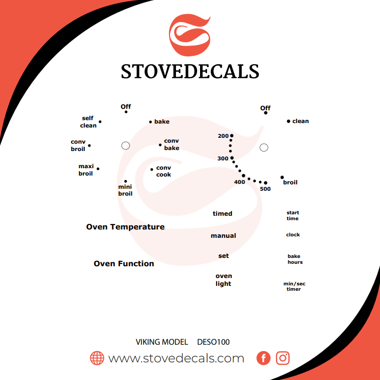 DESO100 Viking Stove Stove Decals Stove Decals