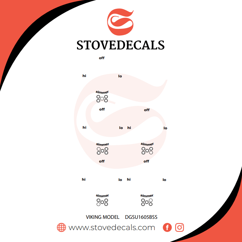 DGSU1605 Viking Stove Stove Decals Stove Decals