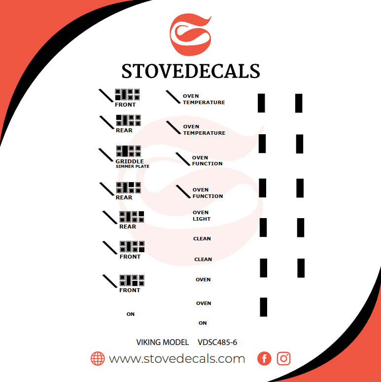 VDSC4856 Viking Stove Stove Decals Stove Decals