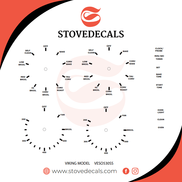 VESO530SS Viking Stove Stove Decals Stove Decals