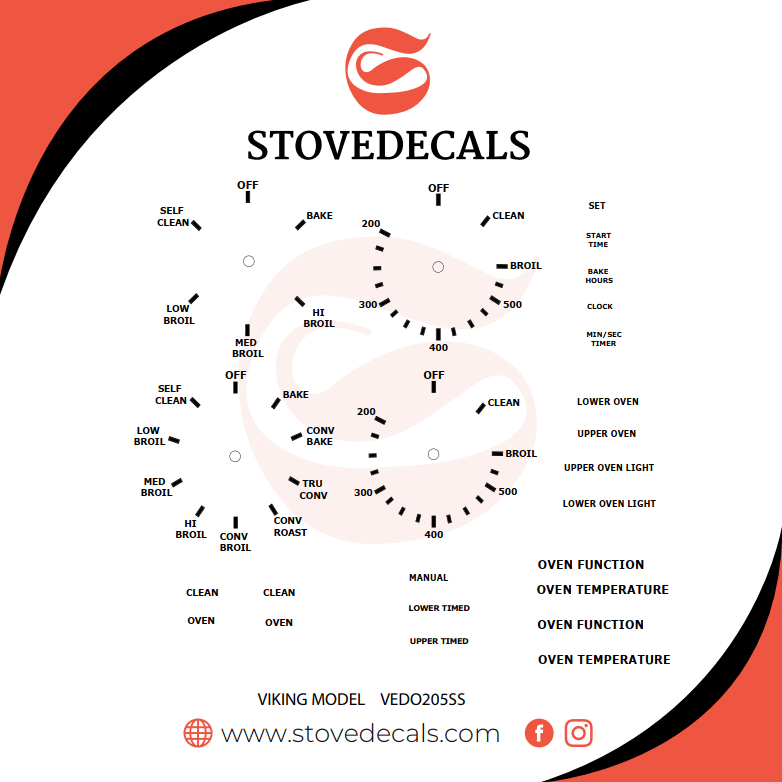 VEDO207SS Viking Oven Stove Decals