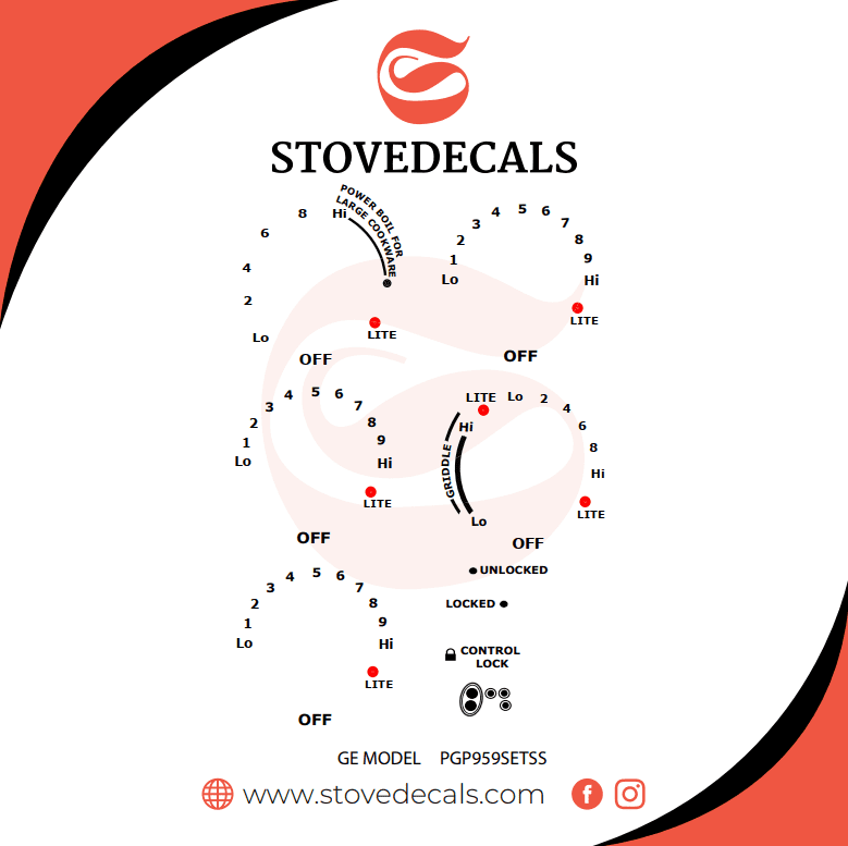 PGP959SET4SS GE Cooktop Stove Decals
