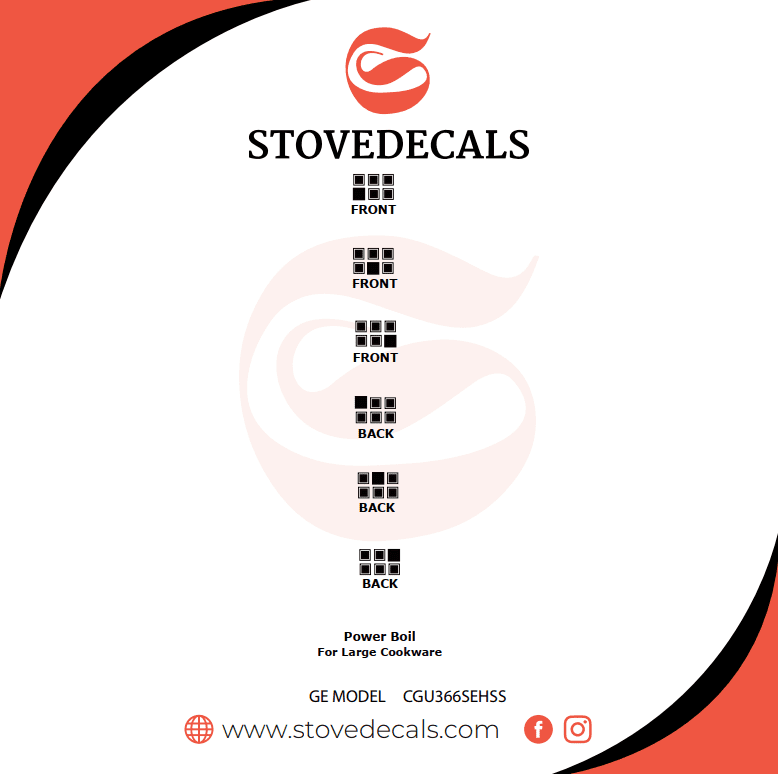 CGU366SEH2SS GE Cooktop Stove Decals