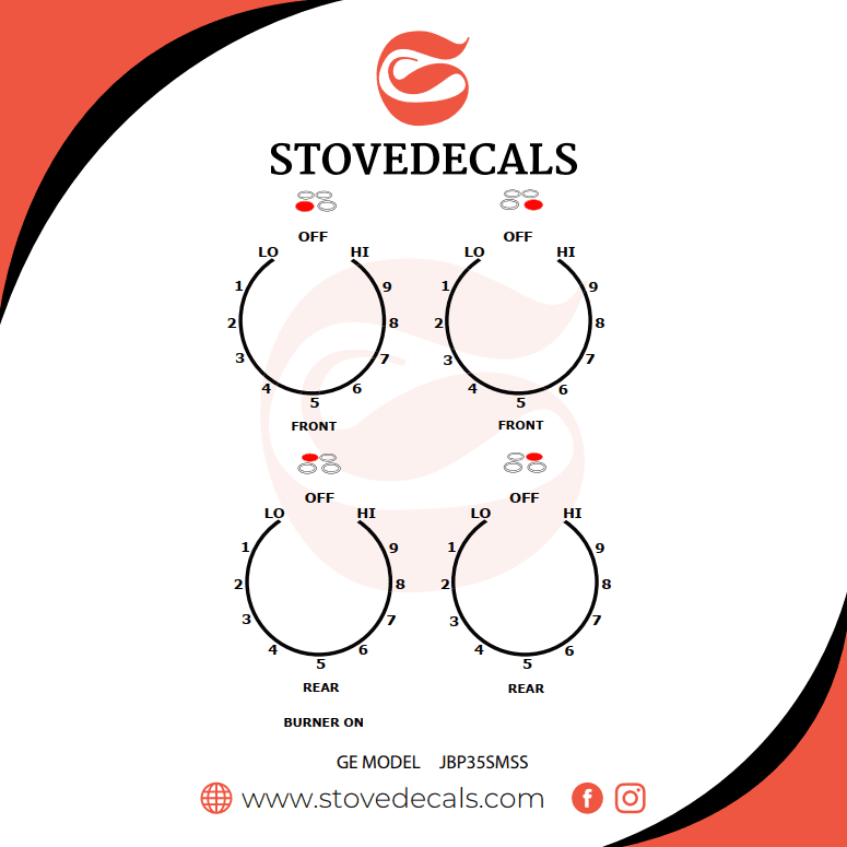JBP35SM2SS GE Range Stove Decals