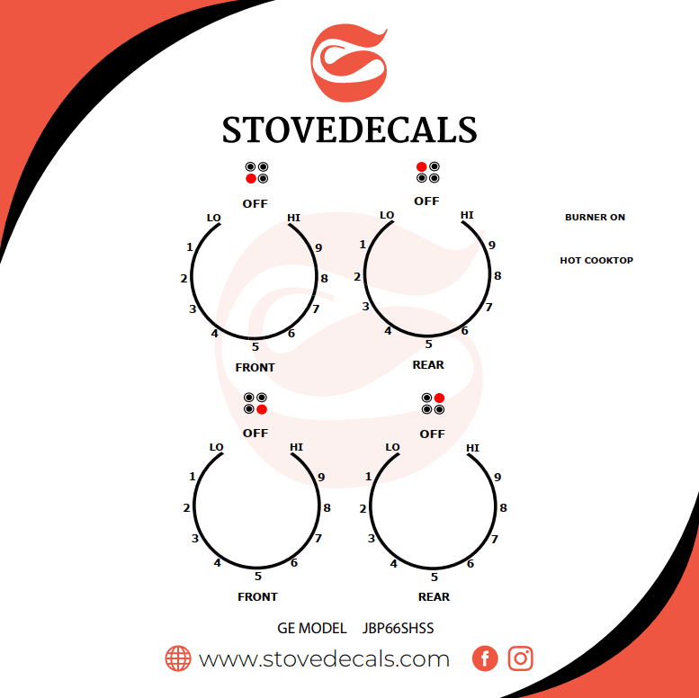 JBP66S0H1SS GE Range Stove Decals