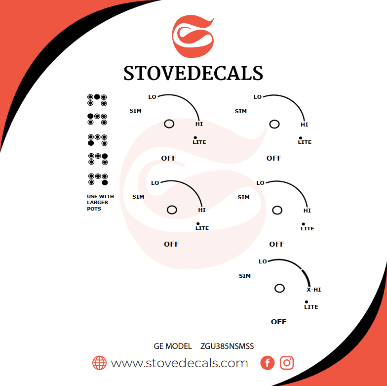 ZGU385NSM2SS GE Cooktop Stove Decals