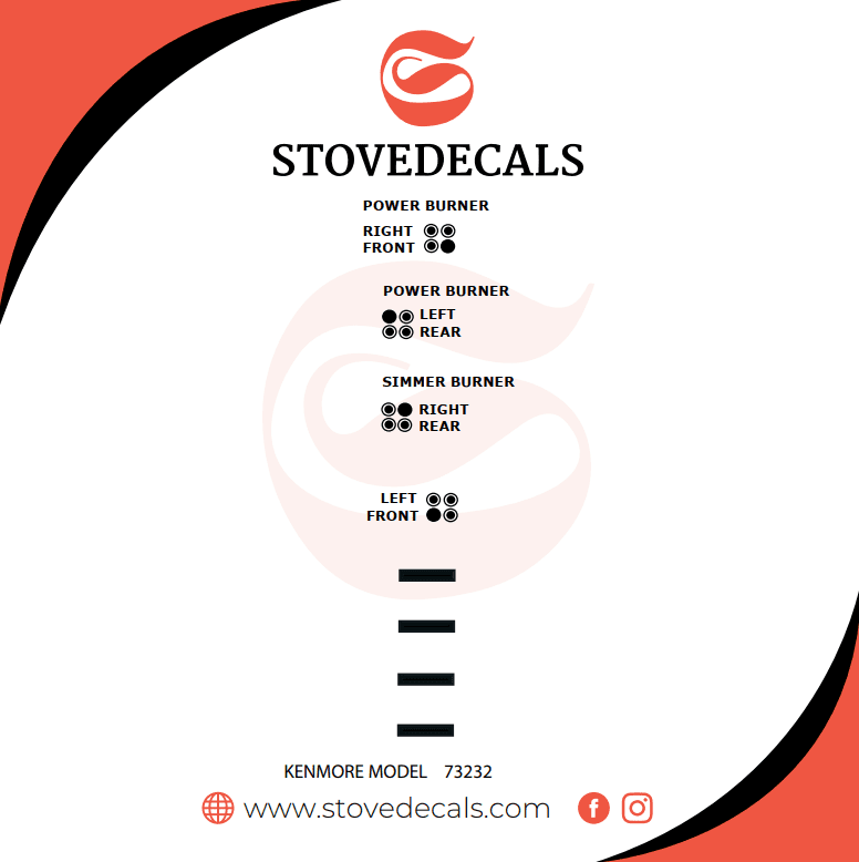 79073232311 Kenmore Range Stove Decals