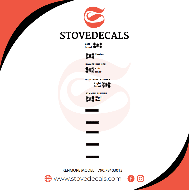 79078403014 Kenmore Range Stove Decals