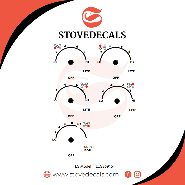LCG3691ST/00 LG Cooktop Stove Decals
