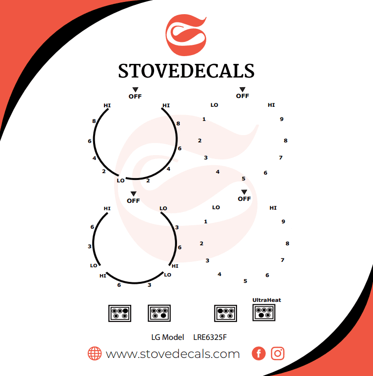 LREL6325F/00 LG Range Stove Decals