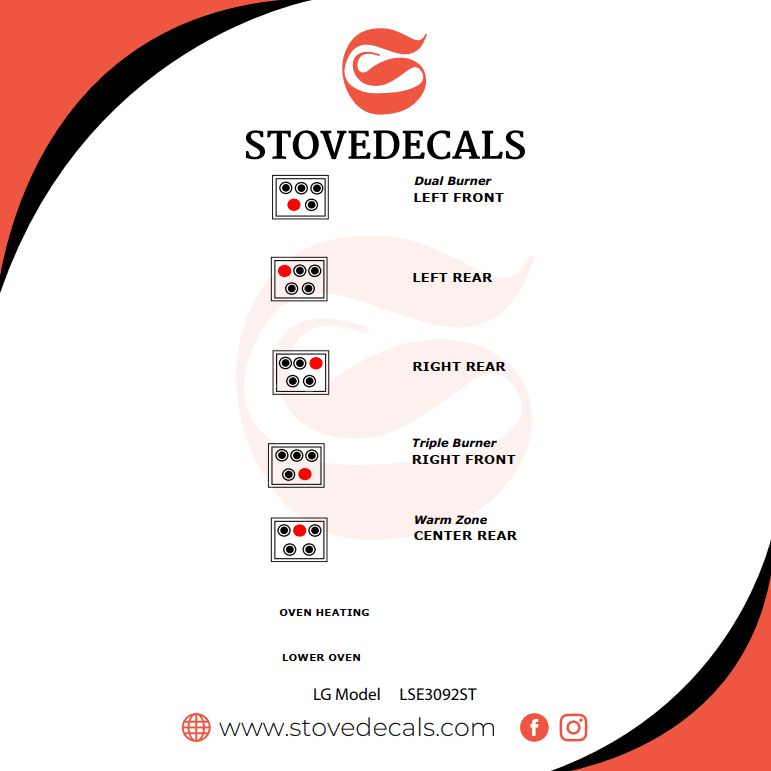 LSE3092ST/00 LG Range Stove Decals