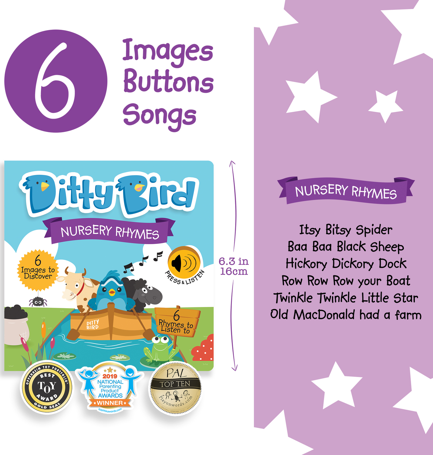 Ditty Bird Baby Sound Book Nursery Rhymes Toys Unique